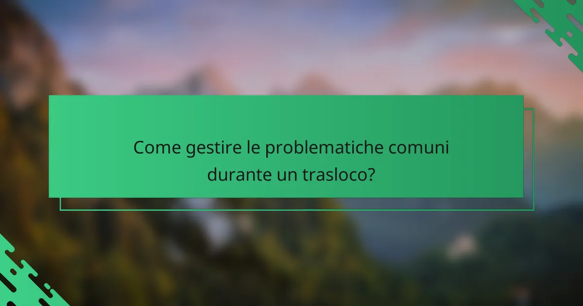 Come gestire le problematiche comuni durante un trasloco?
