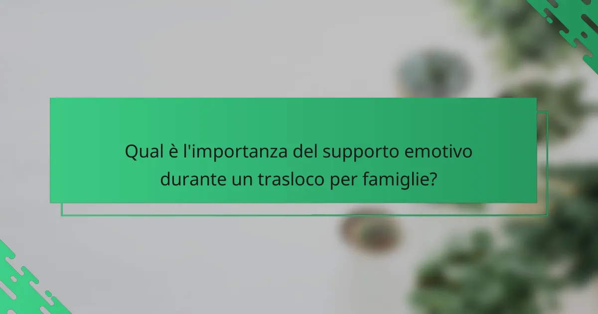 Qual è l'importanza del supporto emotivo durante un trasloco per famiglie?
