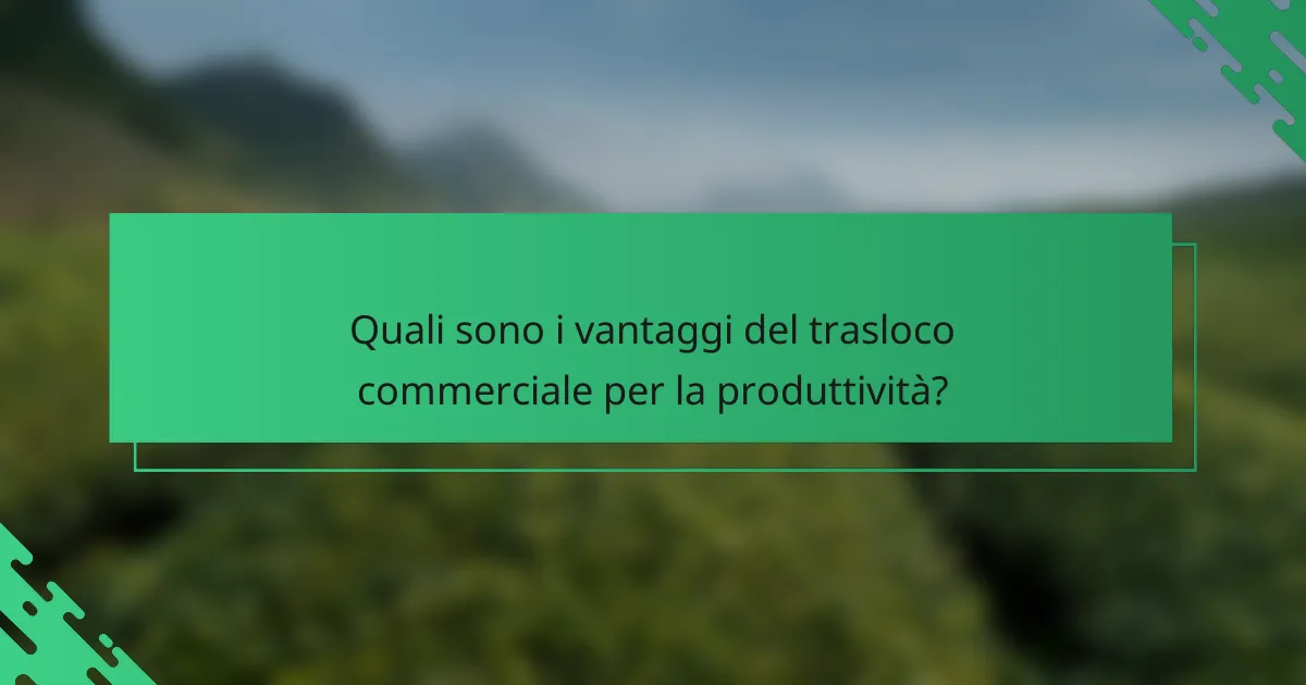Quali sono i vantaggi del trasloco commerciale per la produttività?