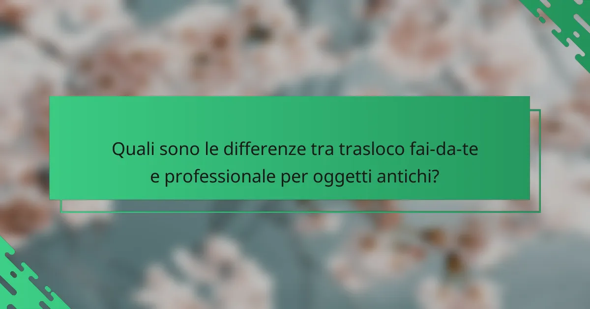 Quali sono le differenze tra trasloco fai-da-te e professionale per oggetti antichi?