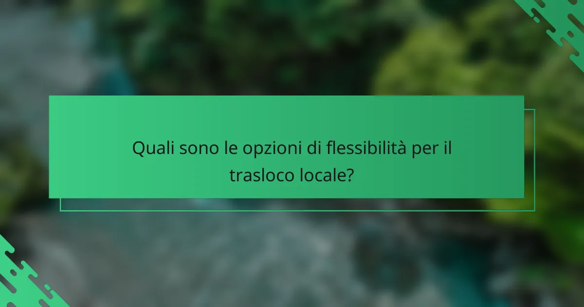 Quali sono le opzioni di flessibilità per il trasloco locale?