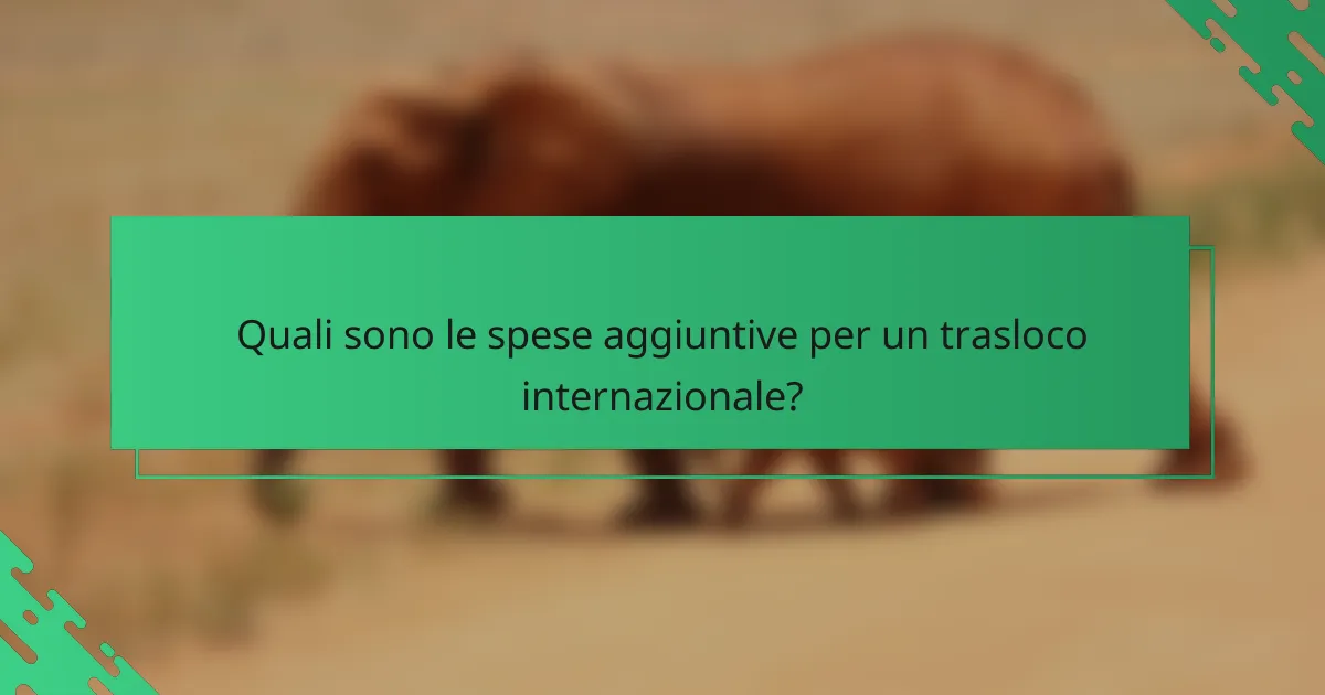 Quali sono le spese aggiuntive per un trasloco internazionale?