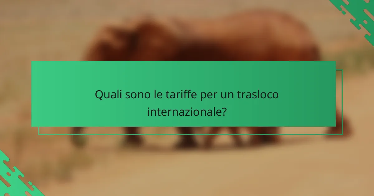 Quali sono le tariffe per un trasloco internazionale?